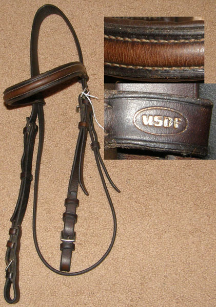 USDF Dressage English Bridle Replacement Crown Piece Cheeks Padded Round Raised Browband English Headstall Crown Piece O/S Horse Dark Brown