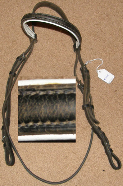 Dressage English Bridle Replacement Crown Piece Cheeks Padded Round Raised Browband English Headstall Crown Piece O/S Horse Black