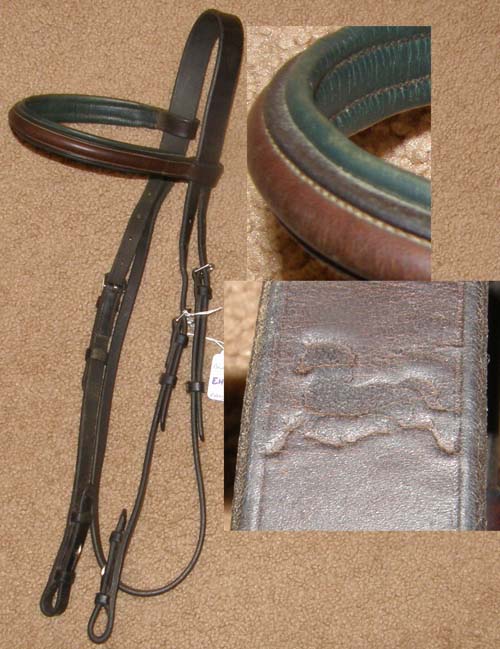 Round Raised Snaffle Bridle English Headstall Padded Leather Lined English Bridle Schooling Bridle Dark Brown Horse