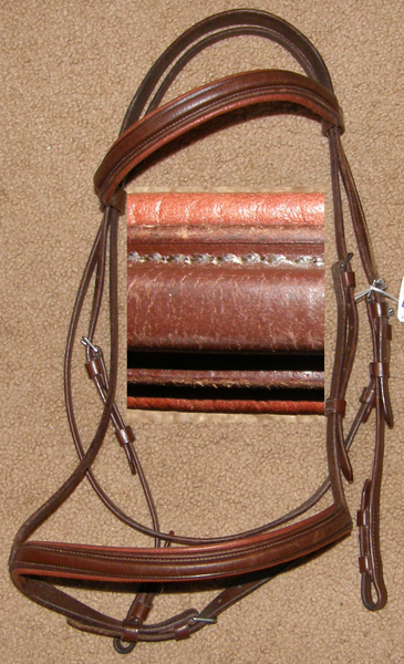 Harry Dabbs Square Raised Snaffle Bridle Brown Leather Lined English Headstall Padded English Bridle