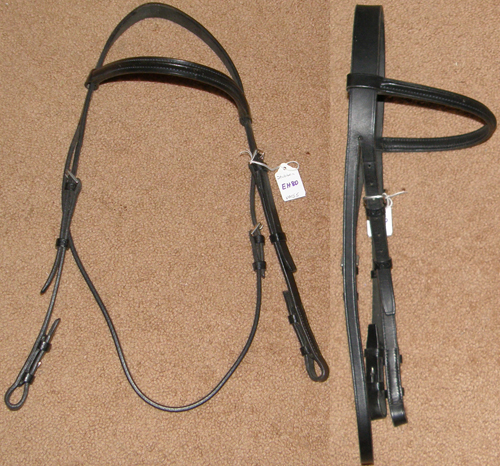Stubben Round Raised English Headstall Dressage Bridle English Bridle Replacement Crown Piece with Throatlatch & Browband Black