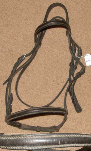 Round Raised English Headstall Snaffle Bridle English Bridle Dark Brown Cob