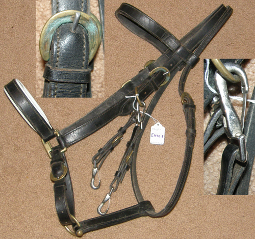 Tough 1 Australian Outrider Collection Leather Bridle/Halter Heavy Duty 1” Leather Halter Bridle Combo White Leather Lined Black English Trail Bridle Headstall Western Headstall Trail Bridle with Snap On Cheeks