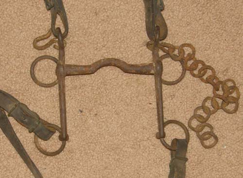 Vintage McClellan Flat Leather Calvary Bridle Artilary Military English Bridle Plain Flat Curb Reins 4 1/2" Low Port Pelham Weymouth Bit Antique Copper Brass Hardware 1st Eagle Bridle Rosettes