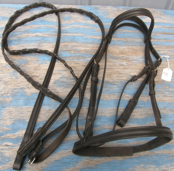 Round Raised Snaffle Bridle English Bridle Laced Reins Black Pony