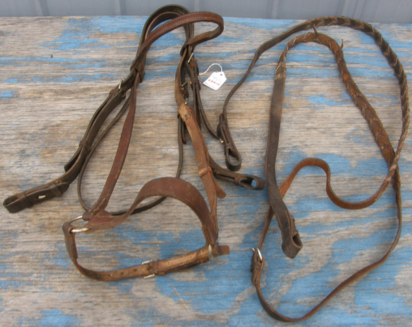 Vintage Flat English Bridle Snaffle Bridle English Headstall Laced Reins Dropped Noseband Caveson Dark Brown Horse Decoration