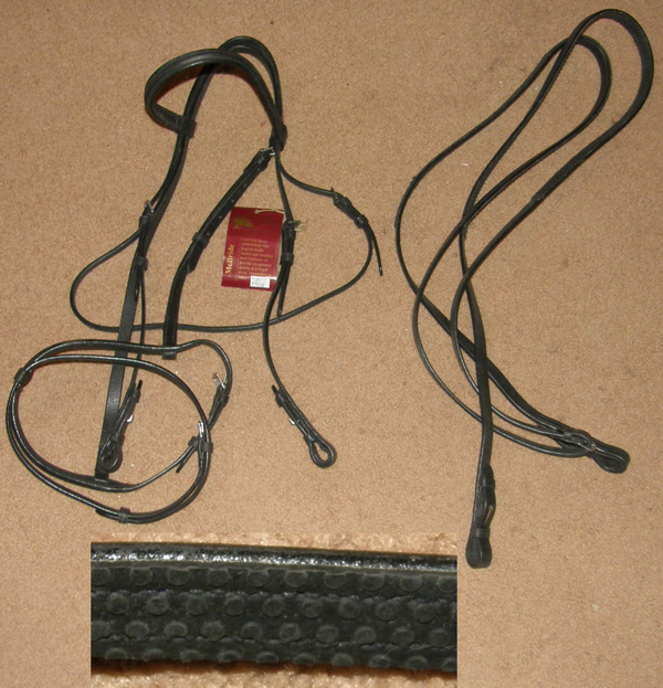 Smith Worthington McBride Round Raised Event Bridle English Snaffle Bridle with Flash Noseband Rubber Reins Horse Black