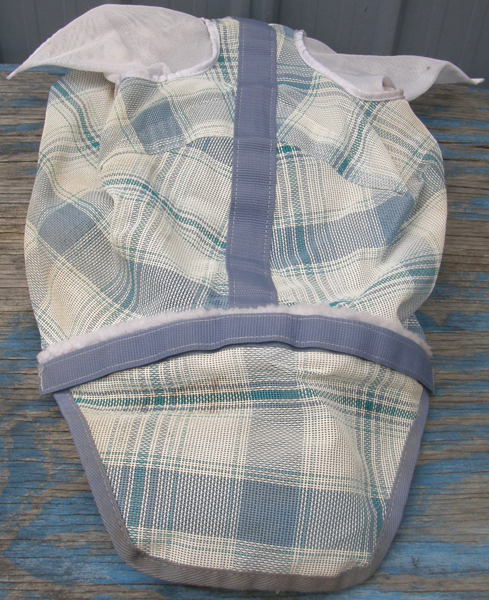 Dura Mesh Fly Mask With Ears Extended Nose Removable Long Nose Lt Blue Plaid L Horse