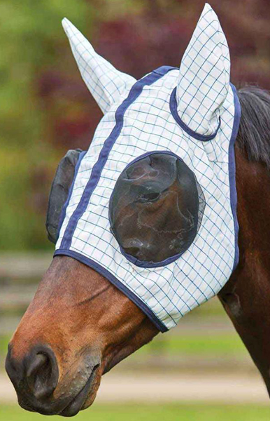 WeatherBeeta Kool Coat Classic Fly Mask With Ears Horse White/Navy