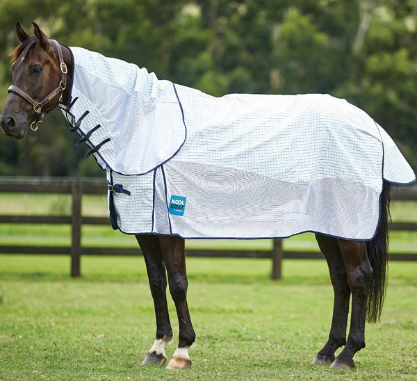 75" WeatherBeeta Kool Coat Airstream Combo Fly Sheet with Detachable Neck Cover Horse White/Navy