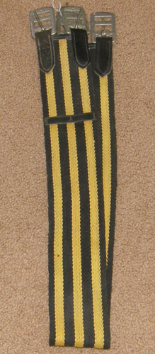 44” Cotton Web English Girth Surcingle Girth Black/Yellow Striped