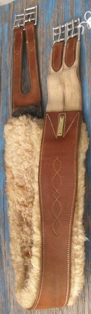Edgewood? 52” Removable Sheepskin Girth Shaped Leather English Girth Elastic End Split End Girth