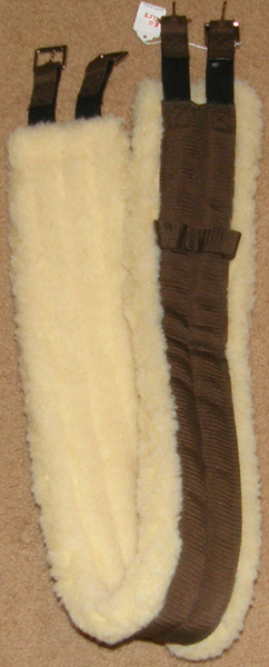 50" Fleece Lined English Girth Synthetic Equalizing English Girth Dual Elastic Ends Brown