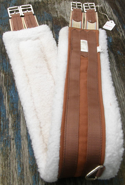 Lettia 50" Fleece Lined Girth Equalizing English Girth Dual Elastic Ends Brown