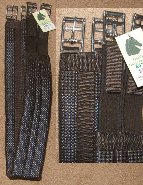 Intrepid 44” Non Slip PVC Synthetic Waffle Weave English Girth Padded PVC Coated Neoprene Girth Elastic Ends Dark Brown