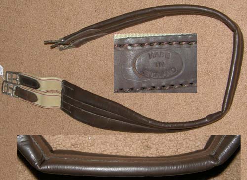 Beval? Crosby? 50” Shaped Leather English Girth Elastic Ends Dark Brown