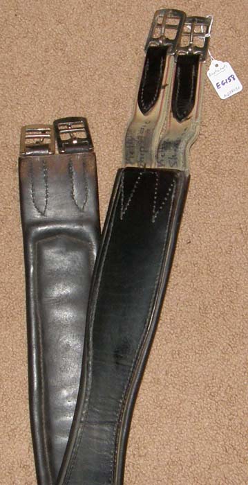 48” Shaped Leather Overlay English Girth Padded Shaped Leather English Girth Elastic Ends Dark Brown
