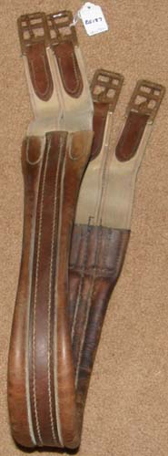 44" Leather Shaped Girth Contoured Girth Padded Leather English Girth Dual Elastic Ends Brown