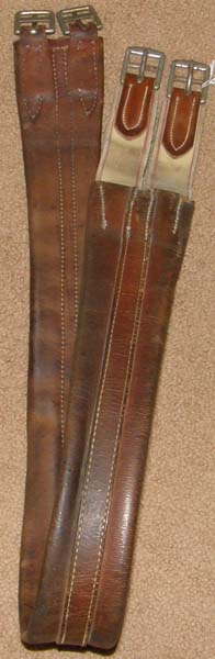Shaped Leather English Girth Contour Girth with Elastic Ends Brown 47"