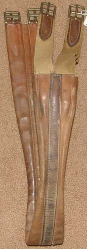 Shaped Leather Overlay English Girth Elastic Ends Chestnut 42”