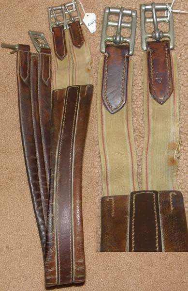 48” Shaped Leather English Girth Padded Shaped Leather English Girth Elastic Ends Dark Brown