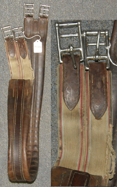 Padded Shaped Leather Overlay English Girth Elastic Ends Dark Brown 47"