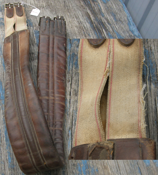 50" Shaped Padded Leather Overlay English Girth with Elastic Ends Brown