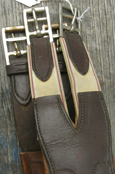 Padded Leather Overlay English Girth Elastic Ends Dark Brown 48"