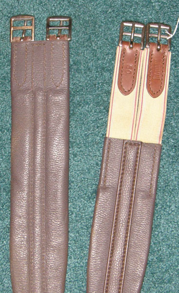 Whitman Chafeless Shaped Leather English Girth Elastic Ends Brown 44" 50”