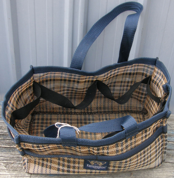 Kensington Show Tote Mesh Grooming Tote Bag English Navy Blue/Tan Plaid