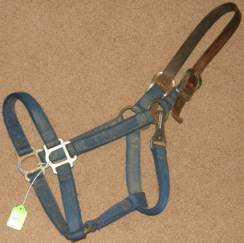 Nylon Safety Halter Leather Crown Breakaway Halter with Throat Snap Horse Dark Blue