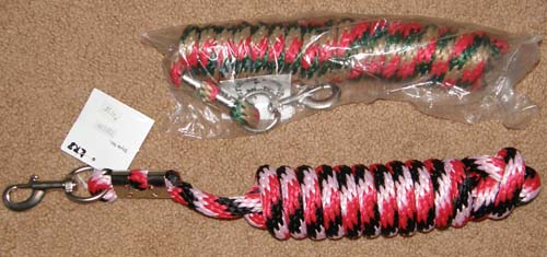 Braided Poly Lead with Brass Snap 5/8" x 8' Pink/Red/Black Red/Tan/Hunter Green