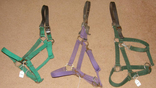 Nylon Safety Halter Leather Crown Breakaway Halter Adjustable Halter with Throat Snap Horse Green Purple Hunter Green