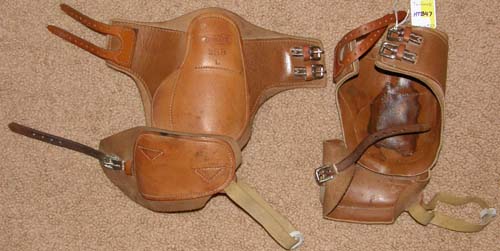 Tanbark Leather Shin Boots with Buckles Leather Ankle Boots Leg Protection L Horse Brown