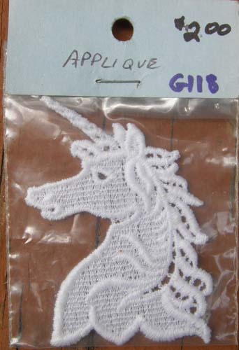 White Unicorn Applique Sew On Applique Horse Head Patch