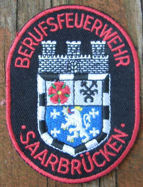 Vintage Red Berufsfeuerwehr Saarbr&uuml;cken German Fire Dept Patch Sew On Shoulder Patch