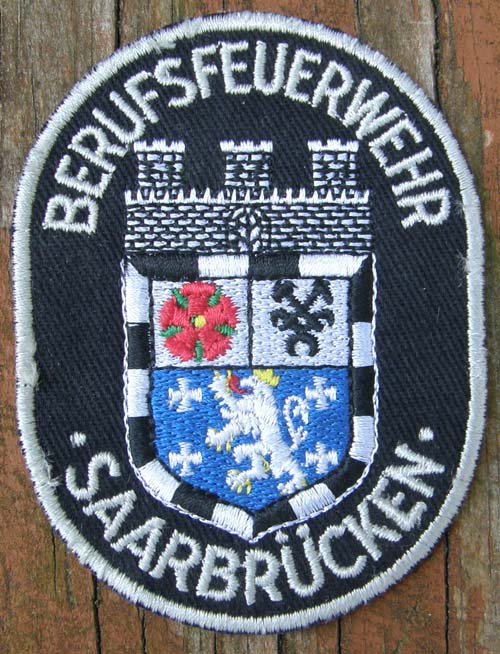 Vintage Silver Berufsfeuerwehr Saarbr&uuml;cken German Fire Dept Patch Sew On Shoulder Patch