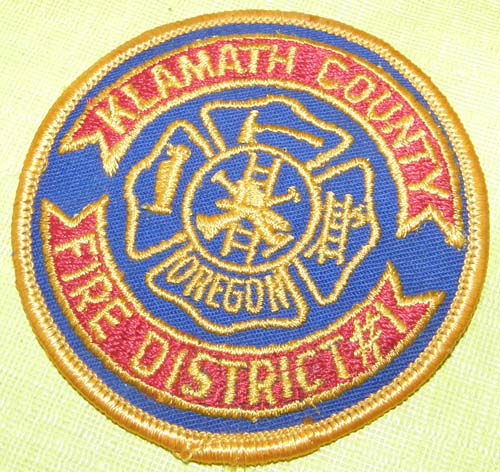Klamath County Oregon Fire District #1 Round Fire Dept Patch Sew On Shoulder Patch