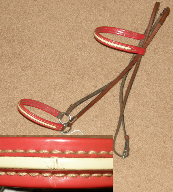 Vintage Billy Royal? Lt Breed or Arabian Horse Patent Leather Show Halter Red/White