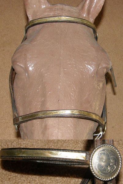 Vintage Circle Y Leather Arabian Show Halter Lt Breed Show Halter with Alpaca Mexico Sterling? Silver