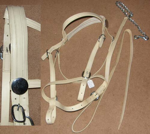Draft White Show Bridle Draft Show Halter & Lead with Chain Betathane Biothane