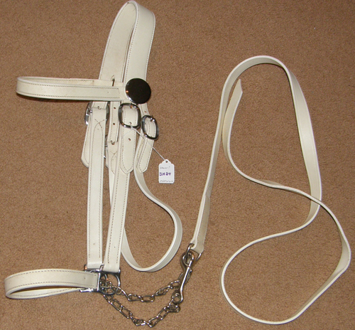 Weaver? Draft Horse White Leather Show Halter Draft Horse Show Halter & Lead with Chain