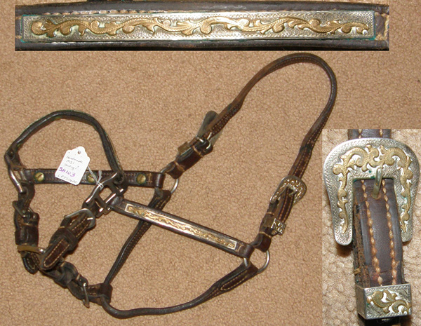 Vintage Handmade MSI Western Show Halter Stock Halter Silver Show Halter Gold Design Brown L Pony/Cob/Yearling Horse
