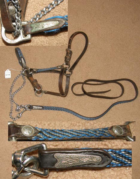 Vintage Winchester Yearling Western Show Halter Braided Trim Stock Halter with Silver Trim Alpaca Mexico? Silver Lead Chain L Pony/Cob/Yearling Horse