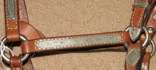 Vintage Circle Y Western Stock Show Halter Silver Show Halter with Chain Lead Shank Alpaca Mexico Silver Chestnut Cob/Yearling Horse