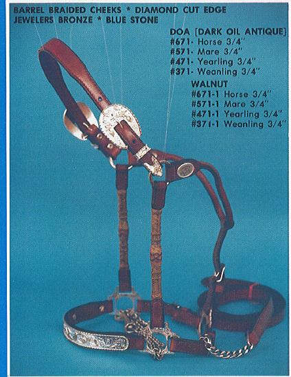 Vintage Circle Y Western Show Halter Braided Rawhide Trim Stock Halter with Silver Trim Alpaca Mexico Silver Buckles w/Blue Stones California Braid Cheeks Yearling/S Hors