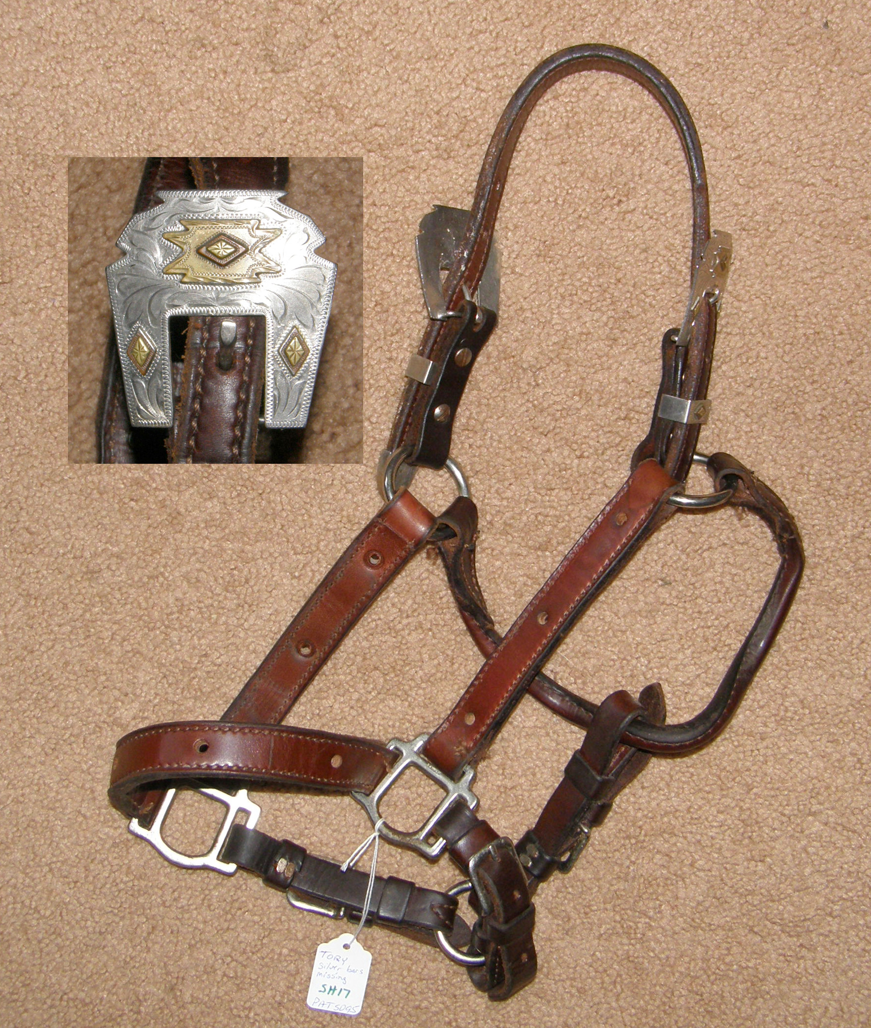 Tory Western Stock Show Halter Stock Halter Silver Plate Silver Buckles Brown Yearling/S Horse/Horse