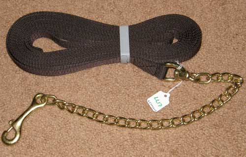 Nylon Lunge Line with Chain Longe Line Brown