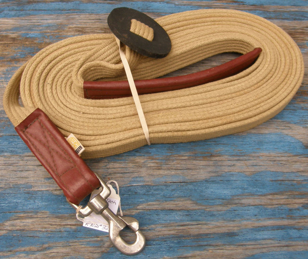 Fabri-Tech Ribbed Cotton Web Lunge Line with Snap Longe Line with Rubber Stopper Tan