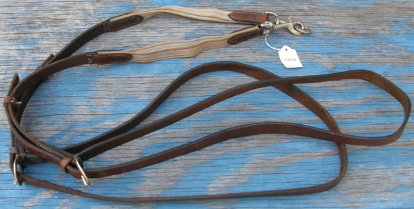 3/4" Leather & Elastic Side Reins Training Reins Dark Brown
